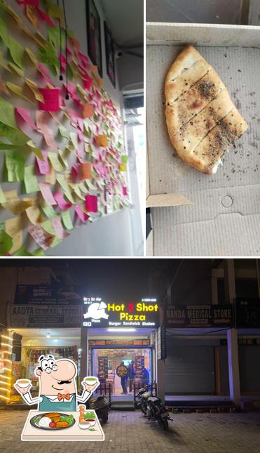 Hot 2 shot pizza is distinguished by food and exterior