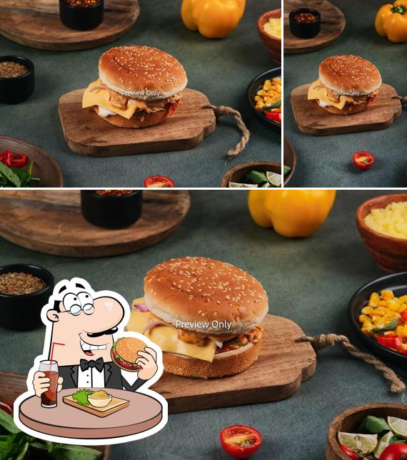 Get a burger at Moms Magic Pizza Corner