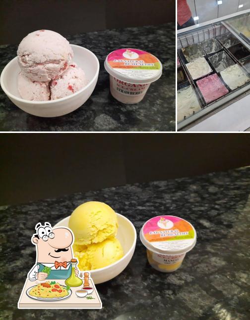 Take a look at the photo showing food and interior at Organic Ice-creams
