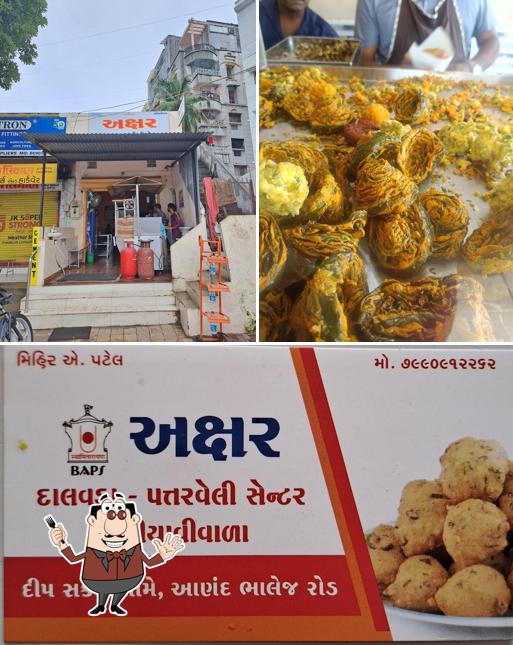 The picture of food and exterior at Akshar Dalvada
