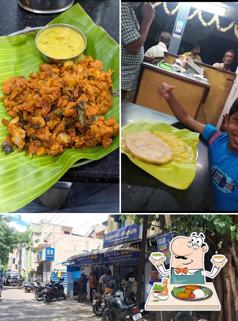 The photo of food and exterior at Hotel Guru Vadapalani