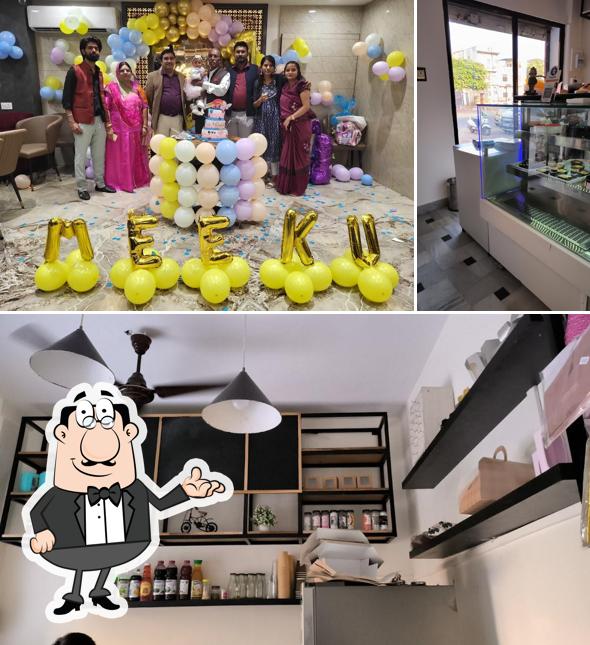 Check out the picture showing interior and beverage at Baked Feast