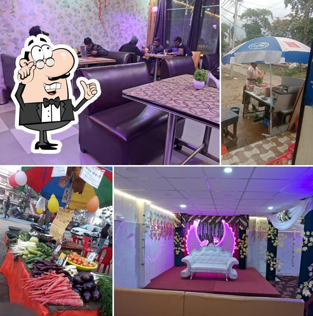 Take a seat at one of the tables at Honey Hotel