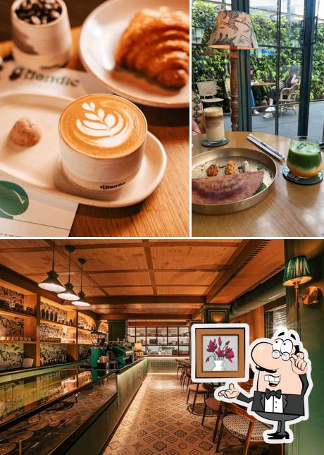 Take a seat at one of the tables at Blondie