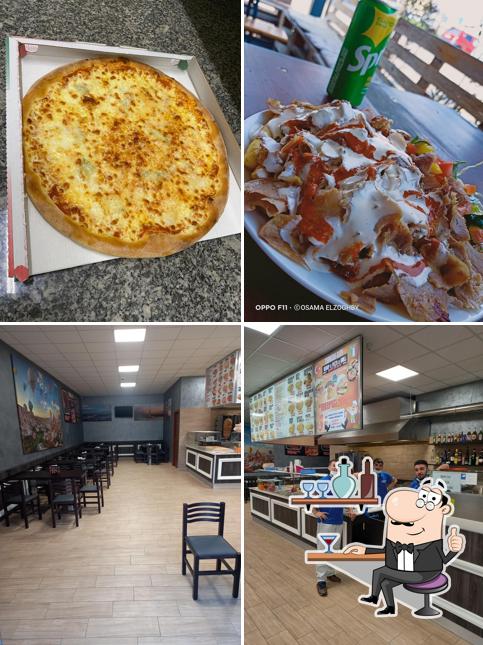 Questa è la immagine che mostra la interni e cibo di Turkish City Kebap Pizza Grill