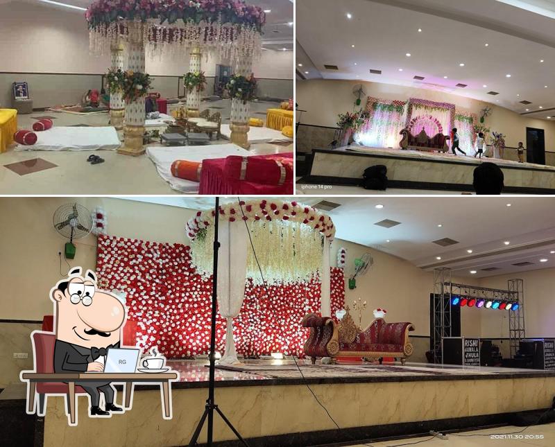 Take a seat at one of the tables at Jaiswal Classic Orai