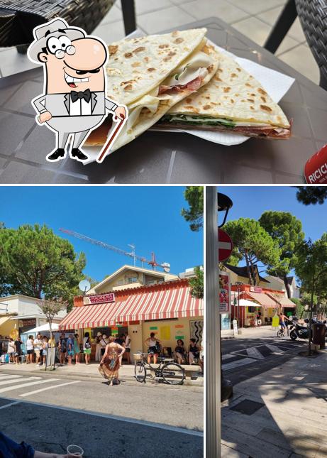 La esterno e cibo del ristorante