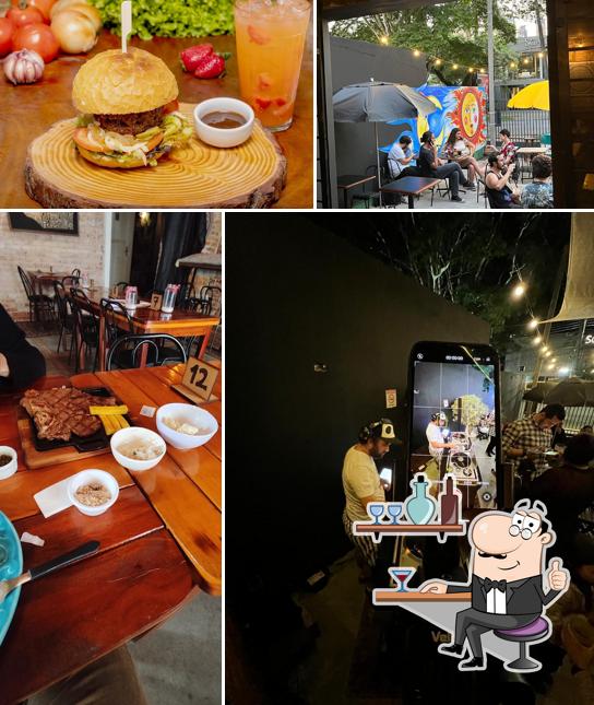 A interior e comida do restaurante