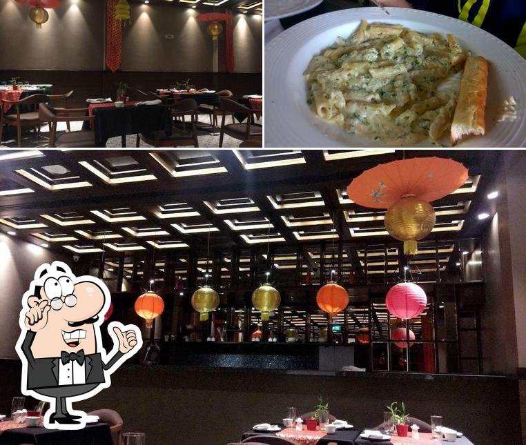 The restaurant's interior and food