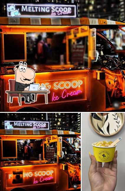 The picture of Melting Scoop Ice Cream’s interior and food