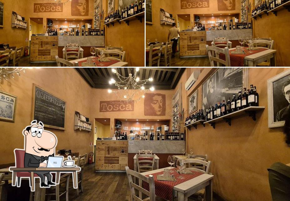 Gli interni di Osteria Tosca