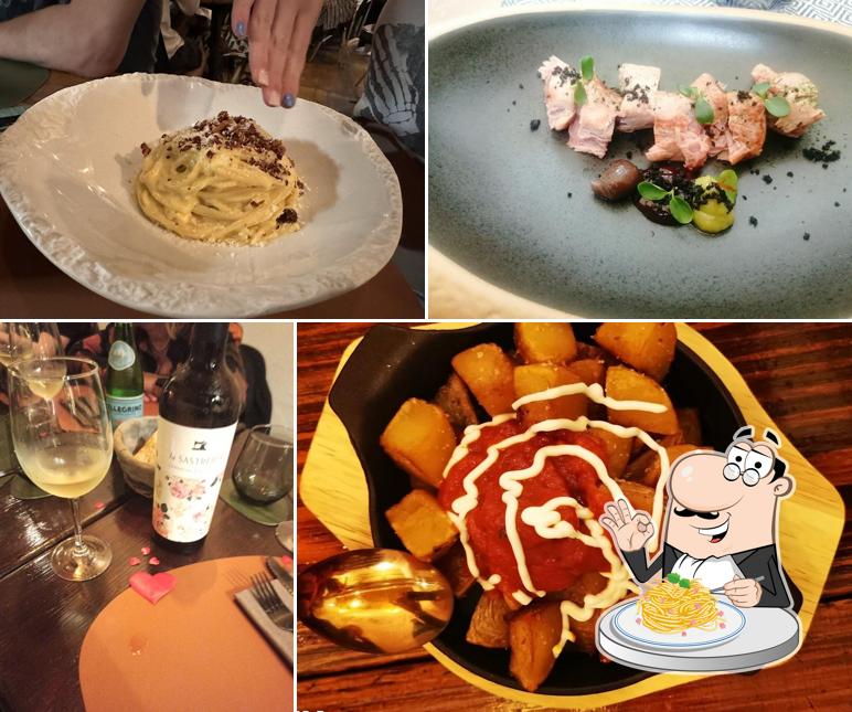 Spaghetti alla carbonara al Brutal restaurante