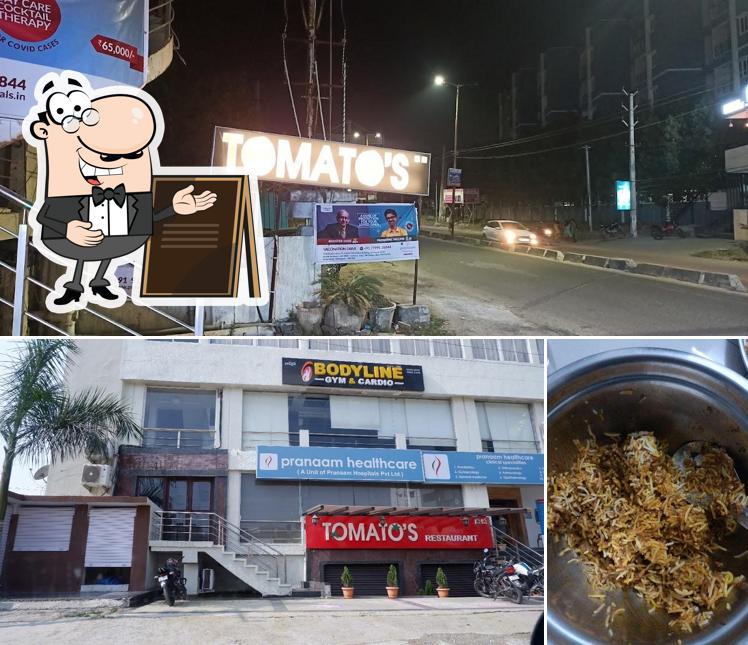 Among various things one can find exterior and food at Tomatoes Restaurant