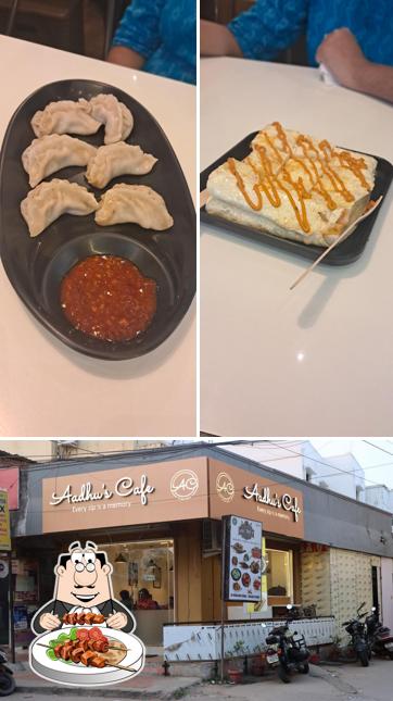 The picture of food and exterior at Aadhu's cafe