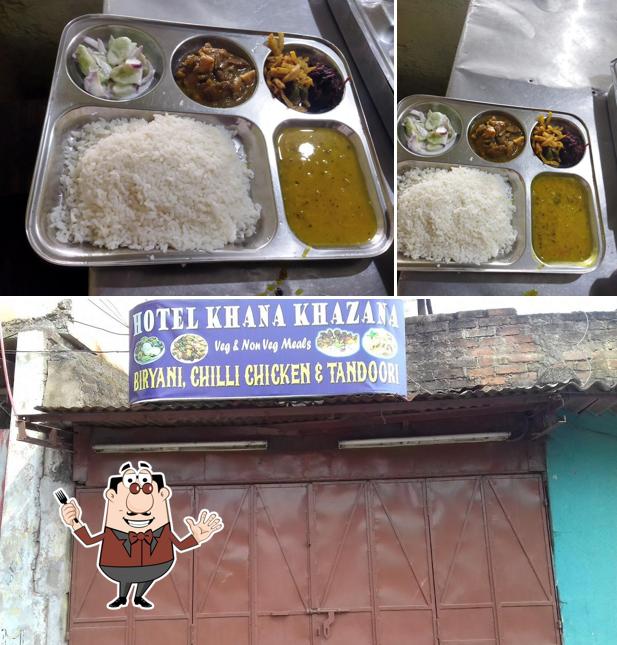 The image of food and exterior at Hotel Khana Khazaana