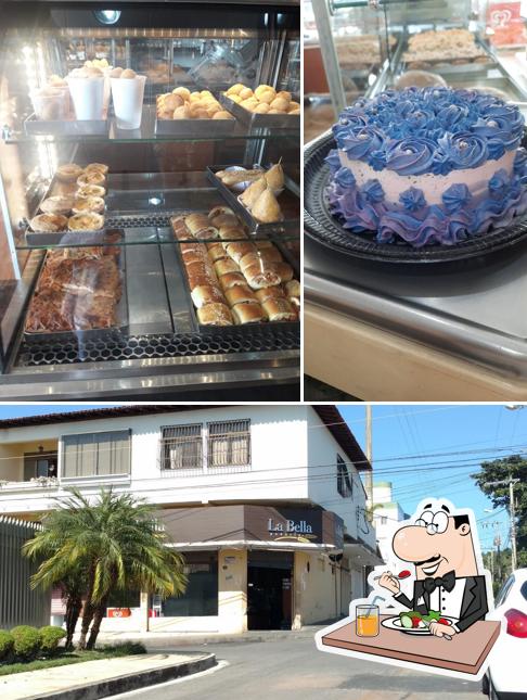 A Padaria La Bella se destaca pelo comida e exterior