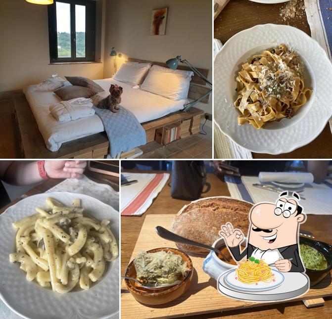 Spaghetti alla carbonara al Salcheto Organic Winery in Montepulciano