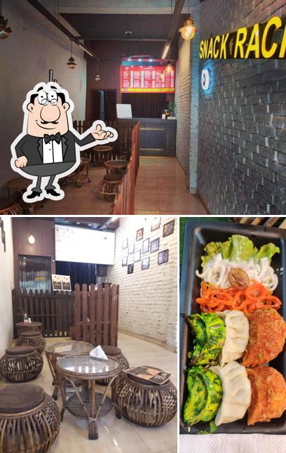 The photo of interior and food at Snack Rack