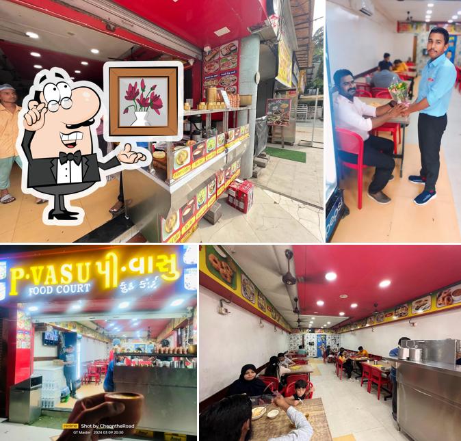 Take a seat at one of the tables at P. Vasu Food Court