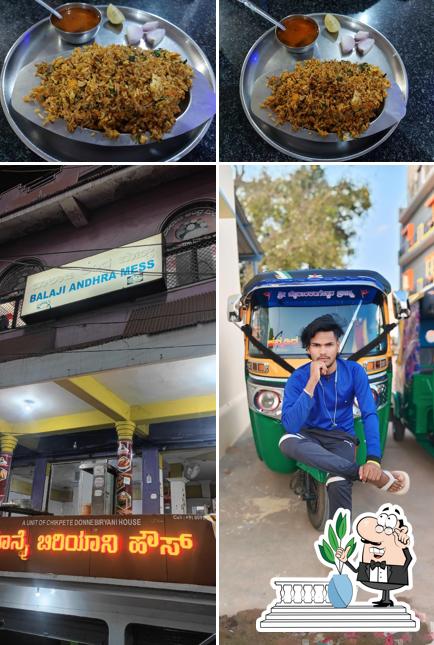 This is the image depicting exterior and food at Sri Balaji Andra Mess