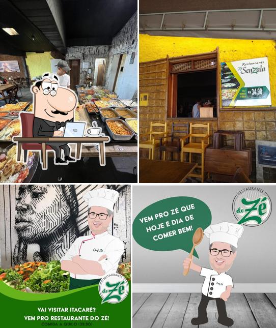 Sente em uma das mesas no Restaurante Ze SenZala