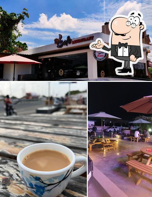 Take a seat at one of the tables at Rio cafe Madurai