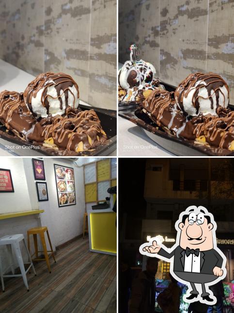 This is the picture showing interior and food at The Waffle House Janakpuri