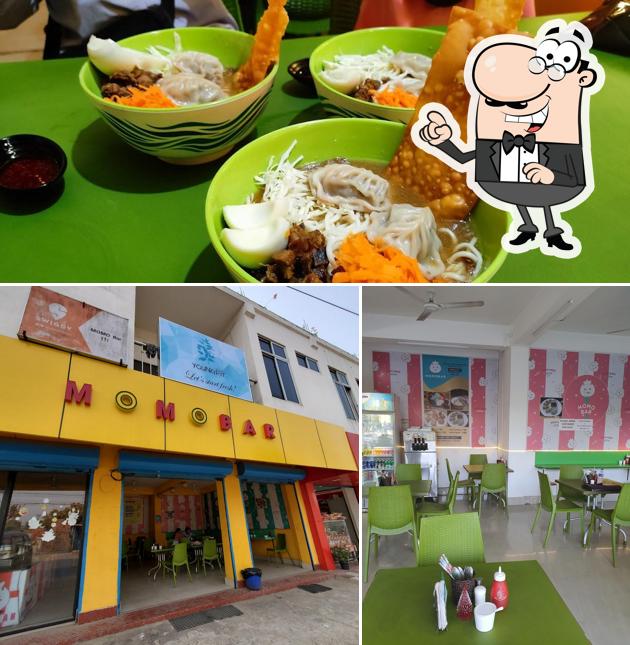 The photo of Momobar’s interior and food