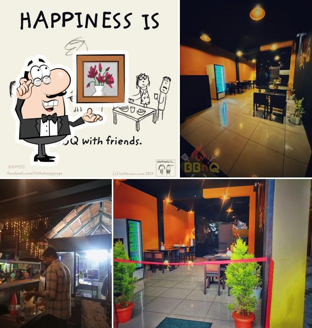 Take a seat at one of the tables at BBnQ Grill Cafe