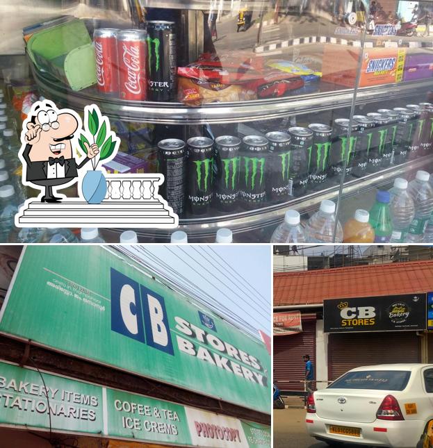 This is the photo showing exterior and beverage at CB stores &Bakery