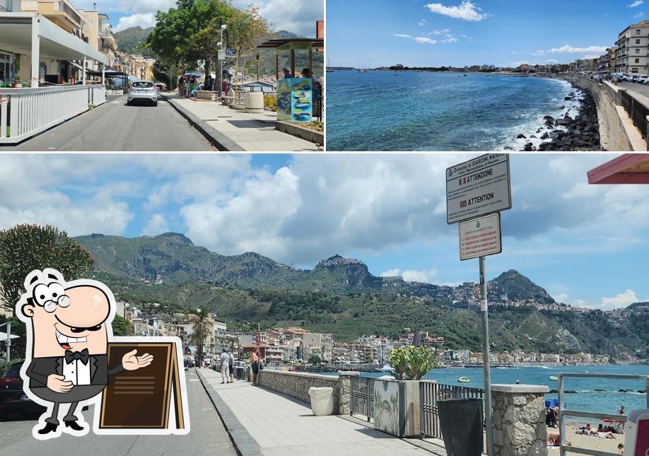 Goditi la vista dagli esterni di Ristorante Pizzeria La Sirenetta Giardini Naxos