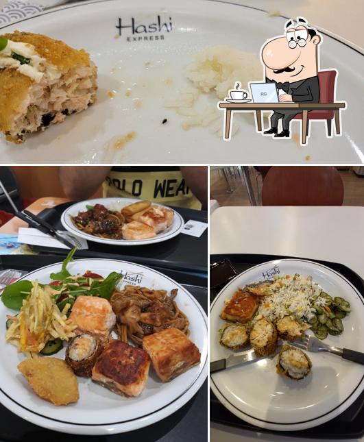 A ilustração do Hashi Express Taubaté’s interior e comida