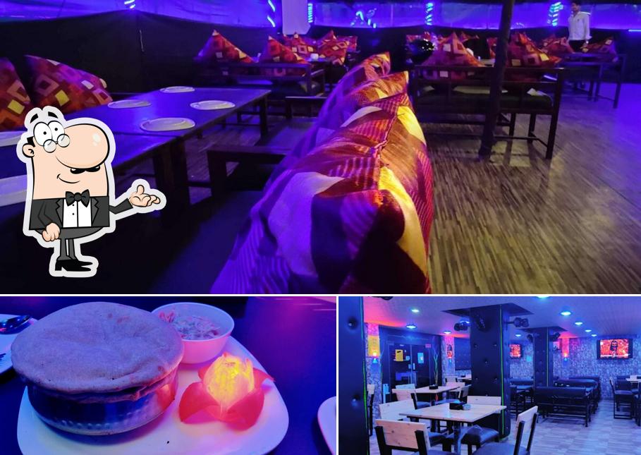 The restaurant's interior and food