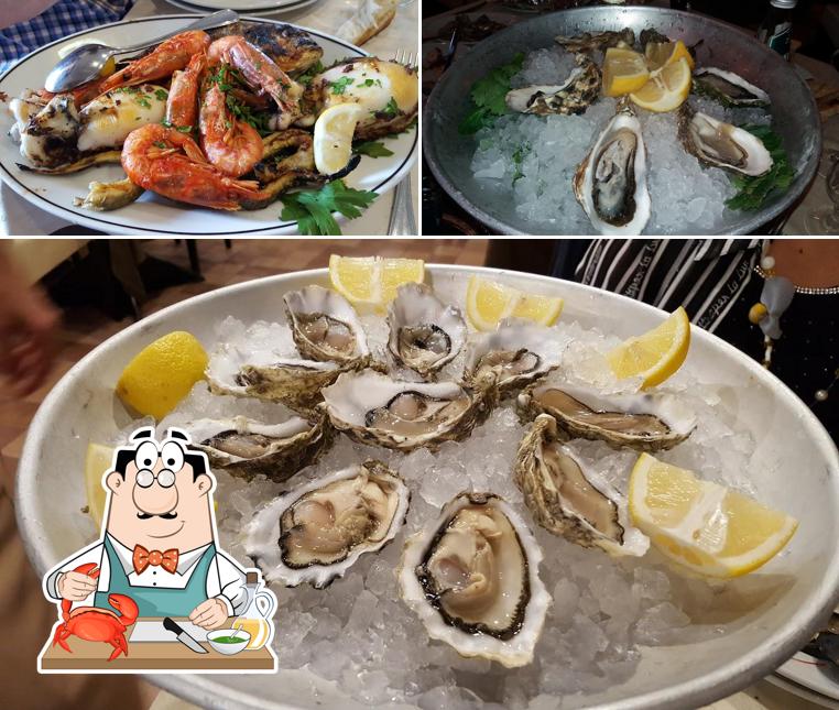 I clienti di Ristorante Sa Baracca possono ordinare diversi pasti di mare