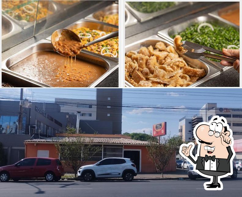 A interior e exterior do restaurante