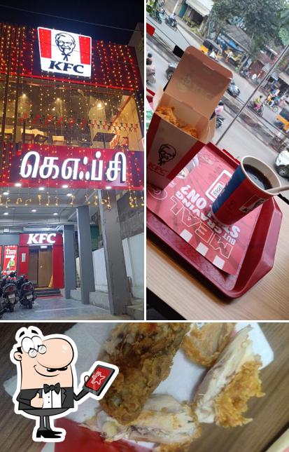 Among various things one can find exterior and food at KFC