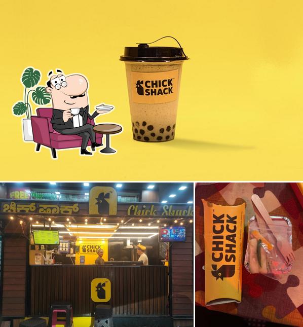 This is the photo showing interior and food at Chick Shack