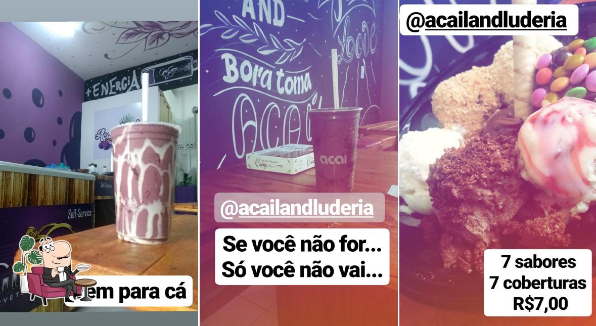 O interior do Açai Land - Açaiteria + Luderia