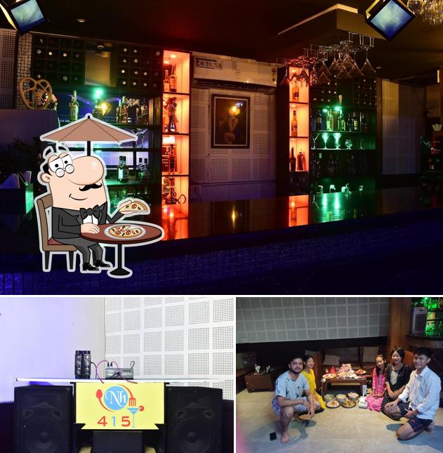 The image of NH 415 BAR’s exterior and food
