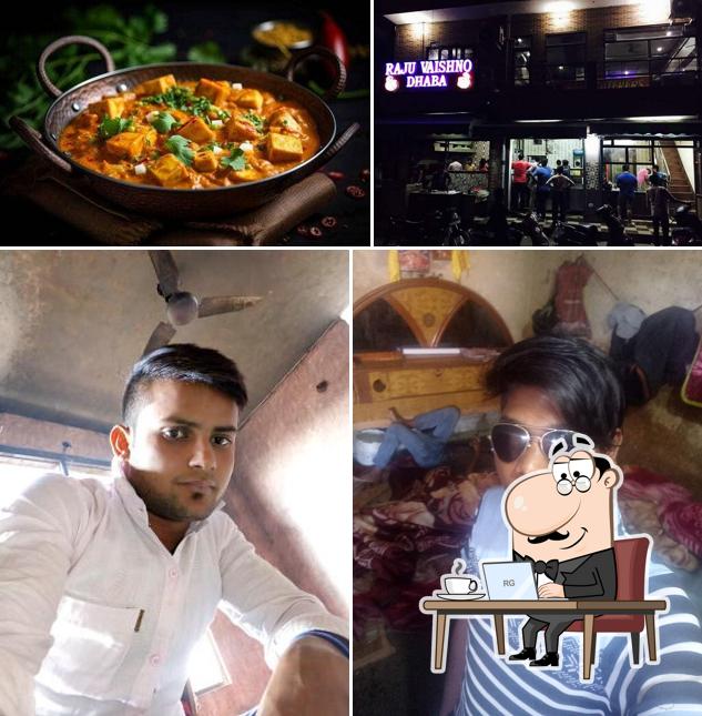 Take a seat at one of the tables at Raju Dhaba