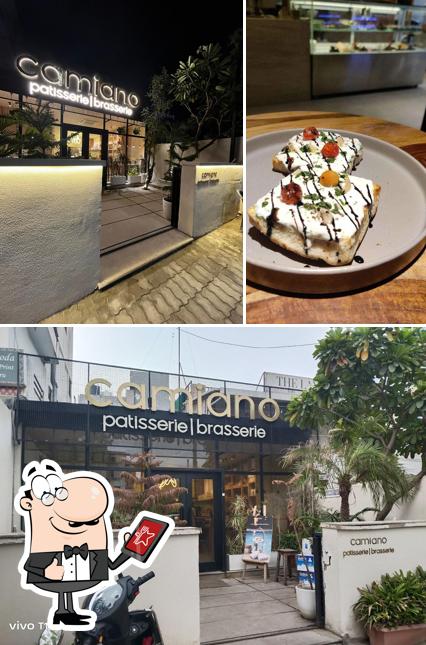 This is the picture displaying exterior and food at Camiano Patisserie & Brasserie