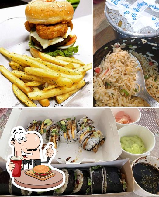 Order a burger at Asian Fusion House