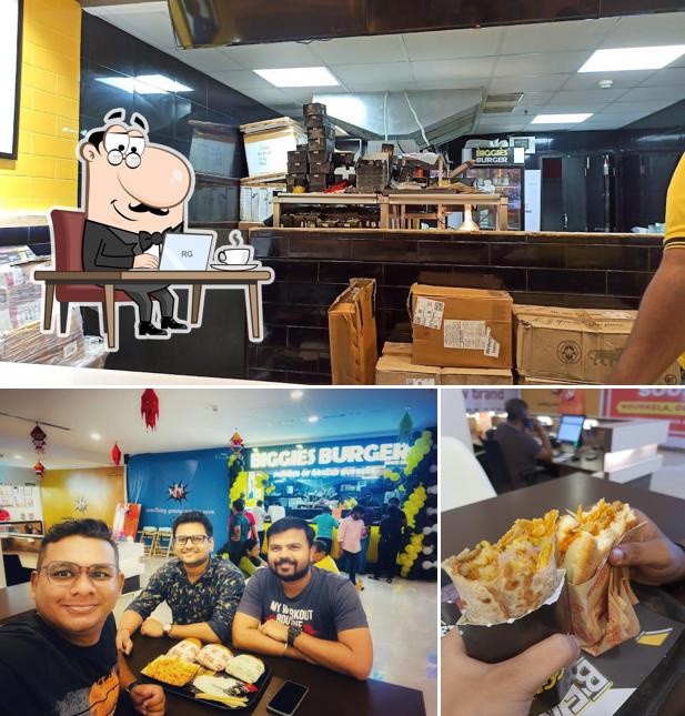 Take a seat at one of the tables at Biggies Burger