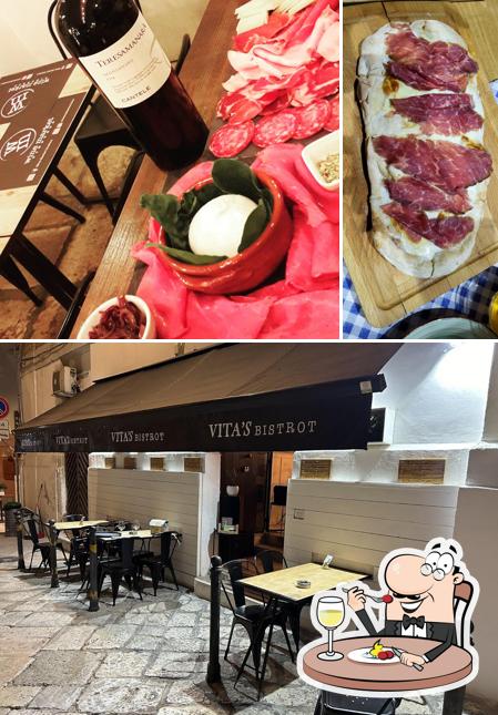 Questa è la immagine che presenta la cibo e interni di Vita's Bistrot
