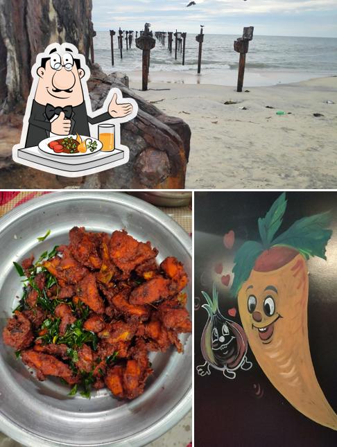 This is the picture showing food and exterior at Hotel Way Side