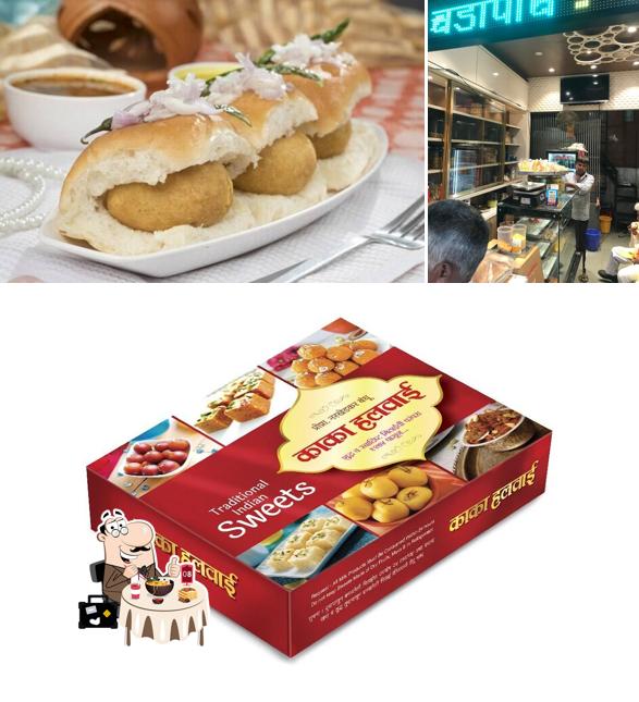 Take a look at the picture showing food and interior at Kaka Vada Pav