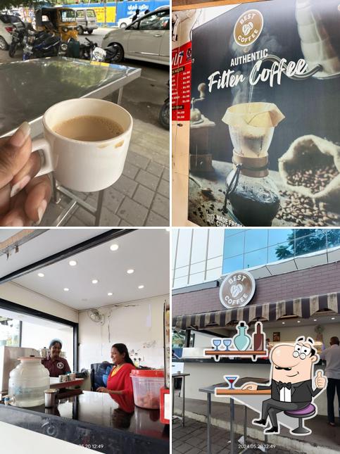 Among different things one can find interior and drink at Best Coffee