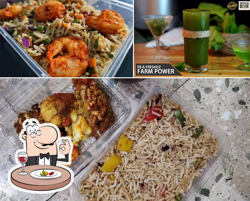 Among various things one can find food and beverage at Protein Box Diet Cafe