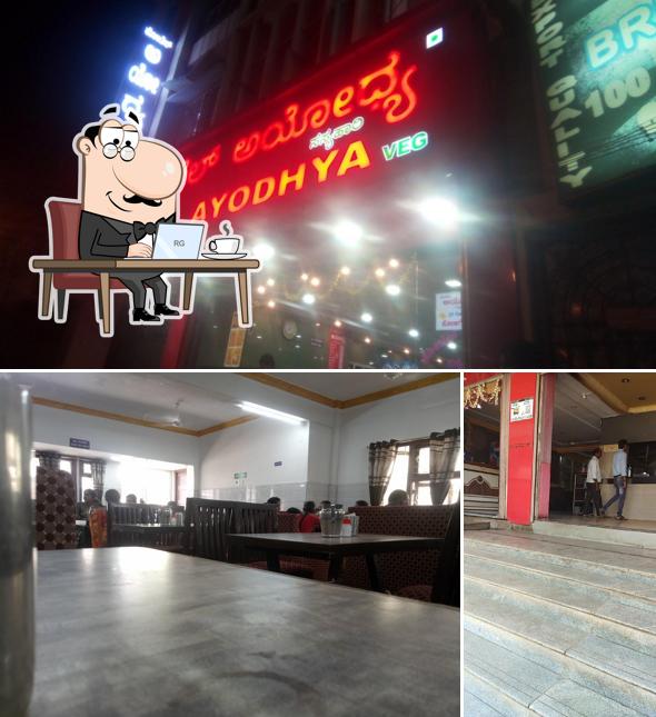 Take a seat at one of the tables at Ayodhya veg