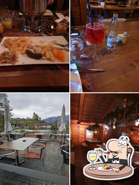 Questa è la foto che presenta la cibo e interni di Fondue am Werdenbergersee